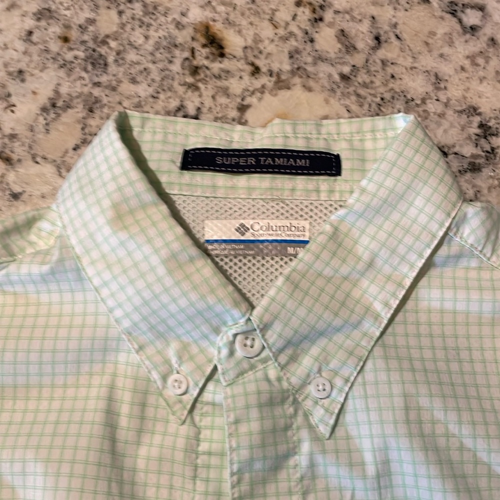 Green/White Columbia PFG long sleeve button up shirt
